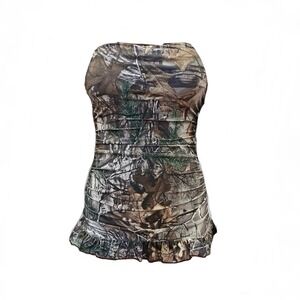 Realtree Camo Strapless One Piece‎ Swimsuit Swim Dress Women's 10 $99 Padded Bra